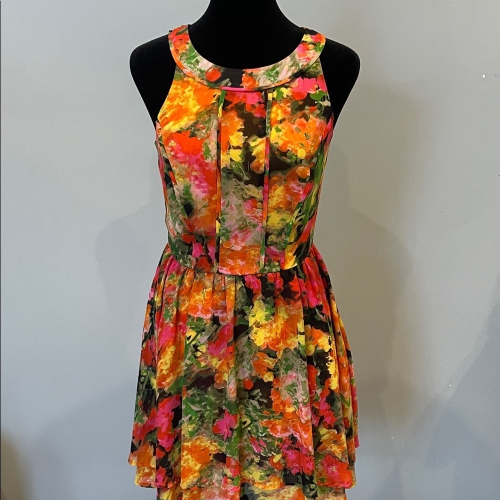 Vibrant Floral Sleeveless Fit-and-Flare Dress size 3 like new